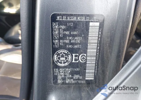 2012 Nissan Juke Sv from USA, damaged, VIN JN8AF5MV4CT116301